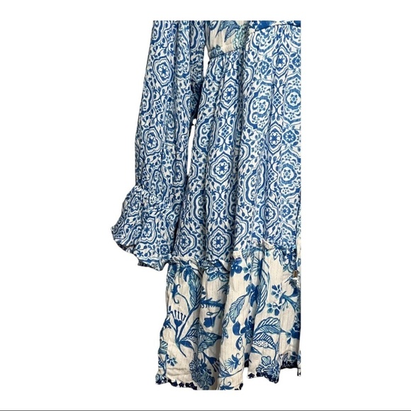 House of Harlow 1960 Floral Print Tassel Tie Dress V-Neck Long Sleeve Boho Mini - Picture 9 of 15